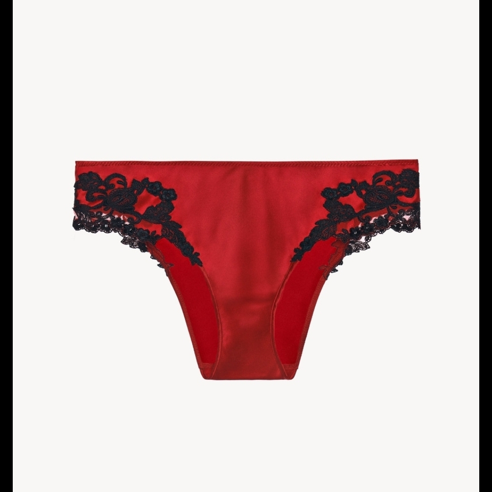 La Perla Maison Sz2 Red Silk Briefs With Frastalgio $320 Retail